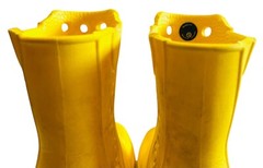 Crocs Child’s Youth Yellow Rainboots Sz 9 Rubber MidCalf Pull On Damaged Stained