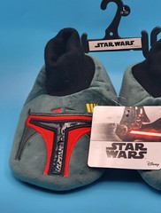 Star Wars Disney Mandalorian Kids Slippers L 9-10 Fett Green & Red New