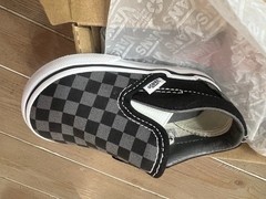 VANS Classic Slip-On Black/Pewter Checkerboard Size 5.0 Toddlers Shoes