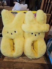 Peeps Marshmallow SLIPPERS Kids Easter Blue Plush Bunny PEEPS sz 13-1 NEW