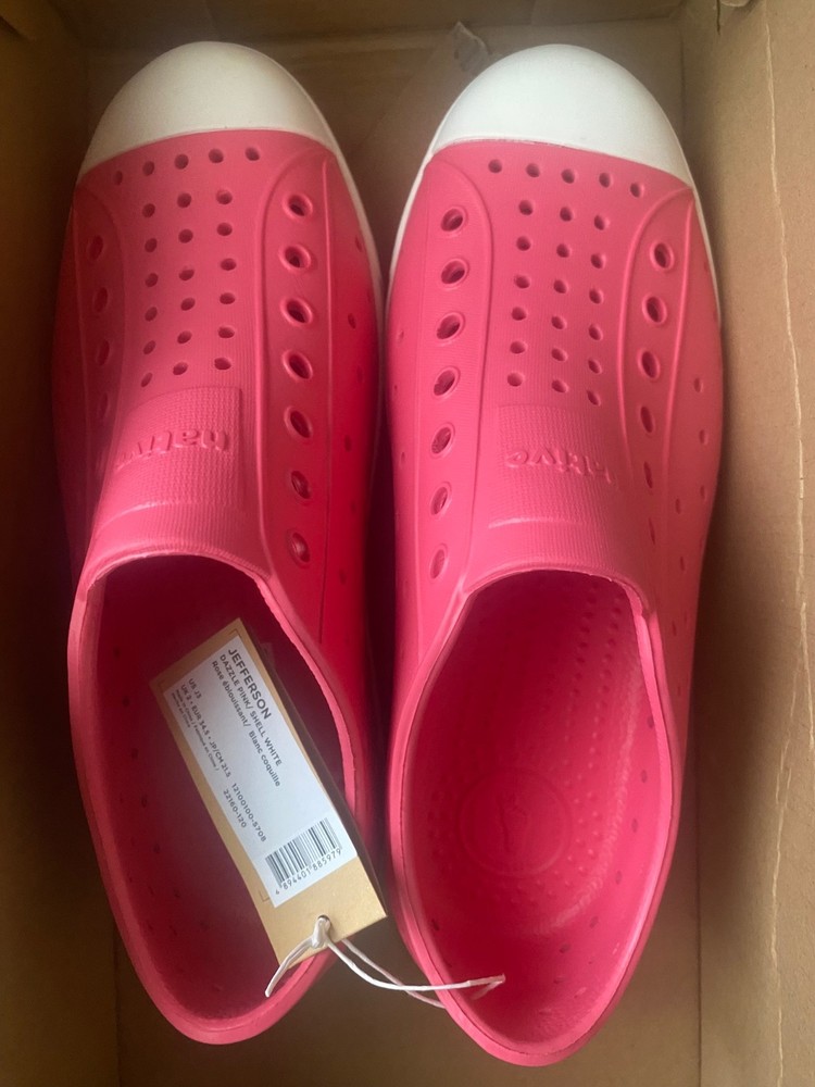 Native Shoes Kids Jefferson Size J3 US – Dazzle Pink / Shell White NIB