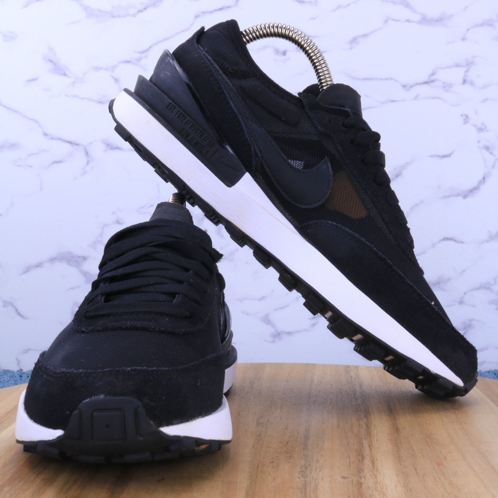 Nike Waffle One GS Black White Low Junior Trainers Sneakers DC0481-001 Kid Sz 5Y