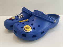 CROCS CLASSIC CLOGS Back Straps Youth Size 5 Blue Basketball Charms