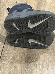 Nike Air More Uptempo Cool Grey-Midnight Navy Blue-White Sz 4C DM3319-009 Bin3