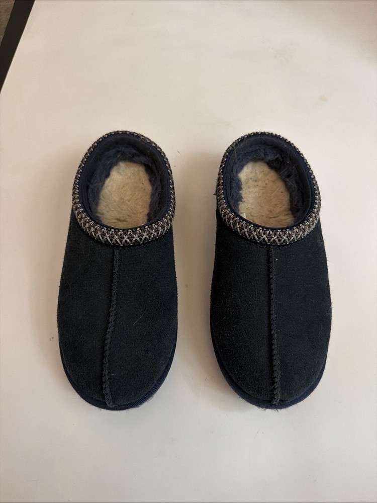 UGG TASMAN KIDS NAVY BLUE SUEDE SHEEPSKIN SLIPPERS SZ. 4