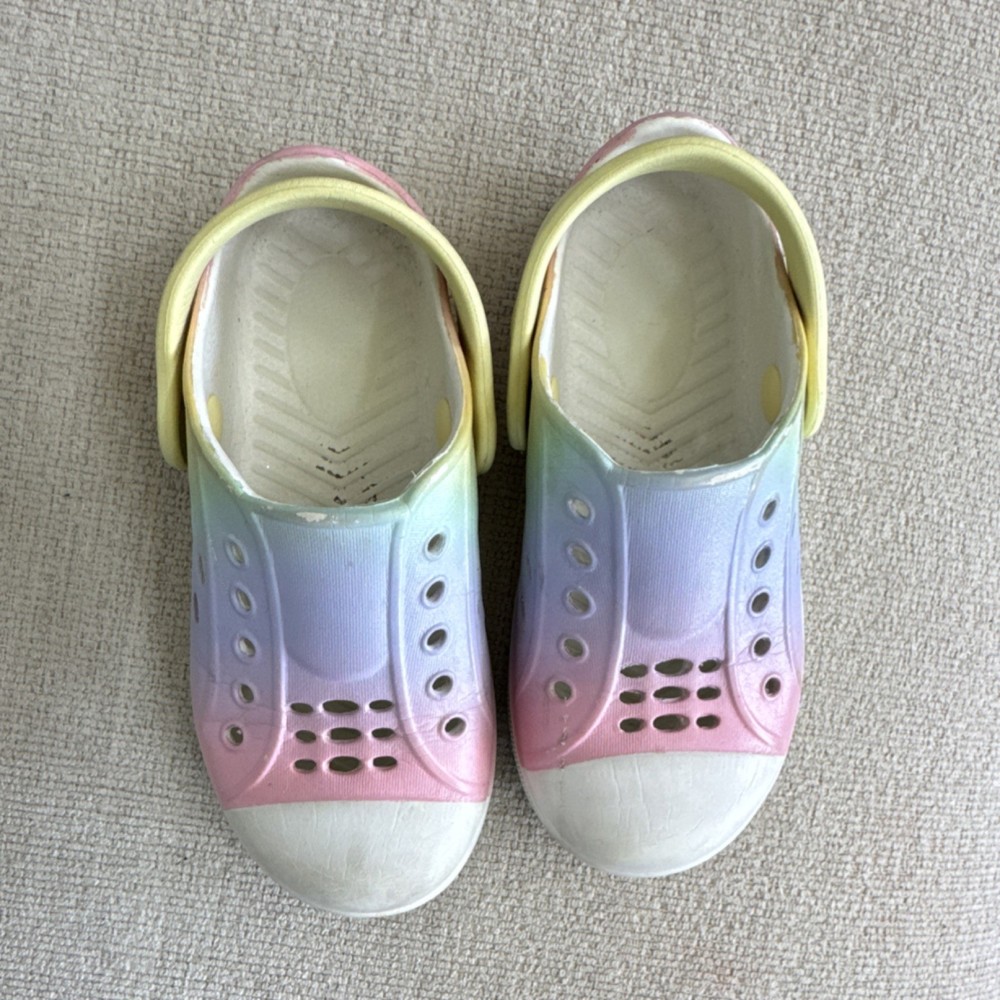 Unisex Kids Multicolor Rubber Clog Slip On Shoes Gradient Strap Size 6