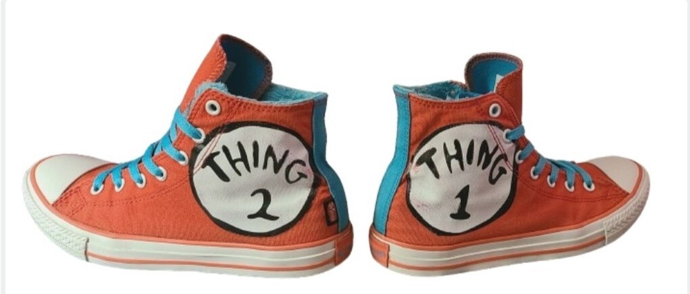 Converse Dr Seuss Cat in the Hat Thing 1 & 2 High Top Red/Blue Kids 4 Eur 36
