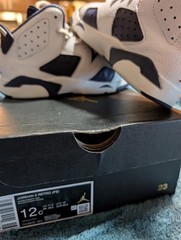 Jordan 6 Retro PS White Navy Red Unisex Kids Sneakers Leather Size 12C