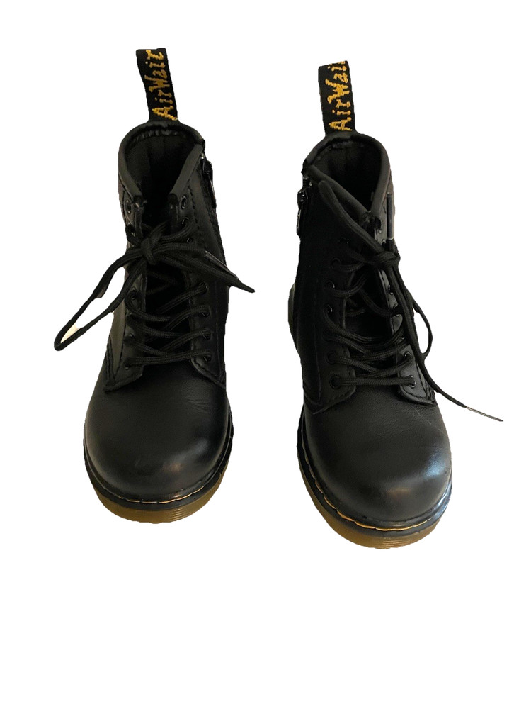 Dr. Martens Boots Toddler 9 Combat 1460 Black Lace Up Side Zip Punk Retro Baby