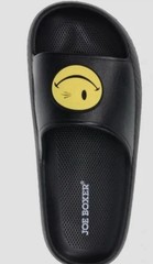 NEW Joe Boxer Cloud Kids Black Smiley Face Slides Glides Sandals Size 2