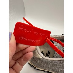 Off-White Kids Low Vulcanized Silver Glitter Sneakers Zip Tie Shoes