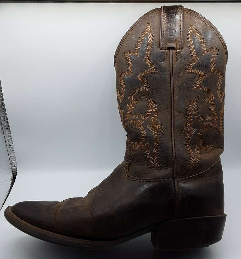 JUSTIN Distressed Boots Kids Junior Size 13.5 D 2254JR Brown Cowboy Western