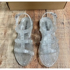 Steve Madden Kids JTRIPPER Clear Glitter Jelly Gladiator Sandals Size 12 NEW