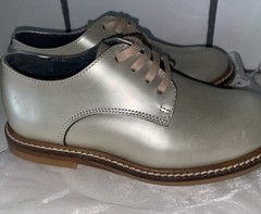 Bonpoint Metallic Leather Derby Lace-up Shoes Champagne Gold EU27 NEW Don’t Miss