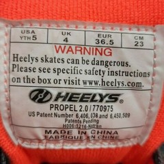 Heelys Propel 2.0 Skate Shoes Dark Gray/Neon Orange Size YTH 5 Unisex 770975