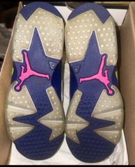 Worn Once Air Jordan 6 Retro GG why/frc grn-dp ryl bl-hypr pink shoes size 6y