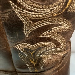 DAN POST Cowboy Buckaroo Square Toe Boots Size Youth 3.5 D Brown Leather Western