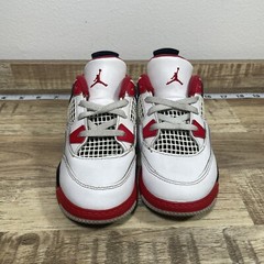 Jordan 4 Retro Fire Red Toddler Sneakers White Black Red BQ7670-160 Size 10C