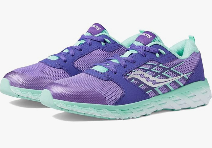 Saucony Wind 2.0 Running Shoe, Purple/Turquoise 10.5 M US Unisex Big Kid