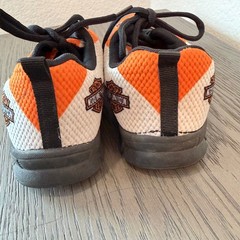 Harley-Davidson Kids Orange White Mesh Logo Sneakers Shoes Size 36 EU