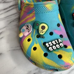 Crocs Classic Marbled Tie Dye Clogs Blue Pink Yellow Toddler SzJ 2 Girls Slip On