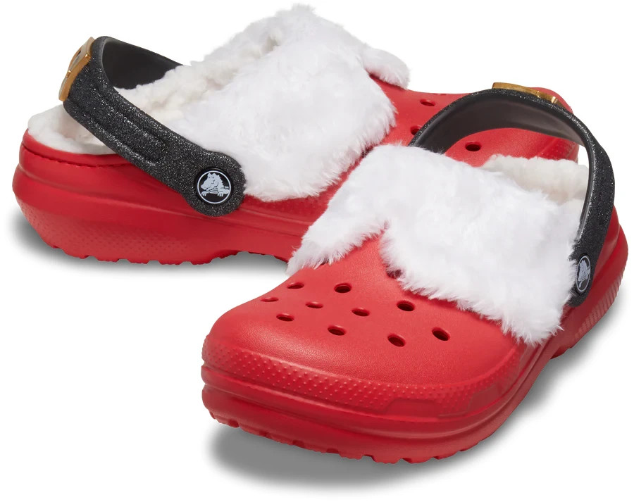 Crocs Classic Lined Santa 210931-6WE Clogs Kids Red Slip On Casual Shoes NIN279