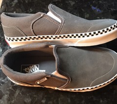 Vans Off The Wall Suede Asher DW Gray With Checkerboard Slip On Shoes Sz 4Y NEW
