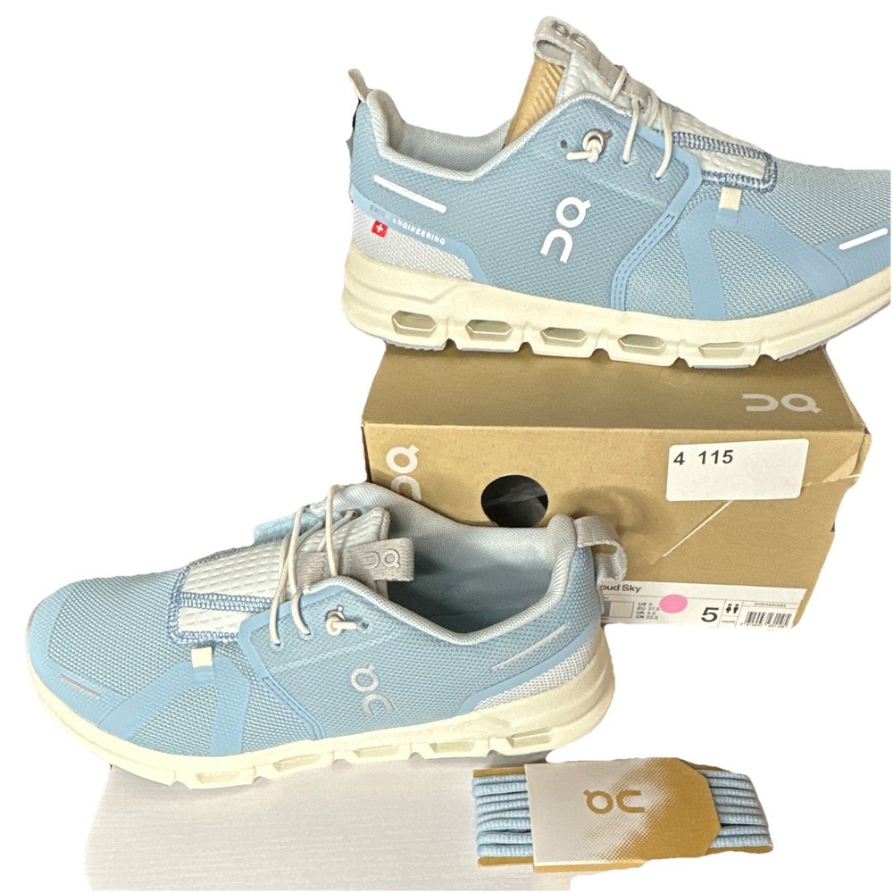 On Cloud Sky 5Y 6.5W Mesh Low Top Lace Up Sneakers Blue White US 5