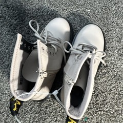 Dr. Doc Martens 1460 Junior Beige Leather Lace Up Side Zip Boots Kids M 4 L 5