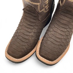 The Western Shops Kids Python Print Leather Square Toe Side Zipper Western Boots