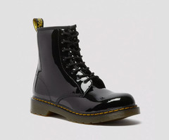 Dr Martens Boots Youth Size 5 Black Patent Leather Zip Lace Up Combat 1460 Y