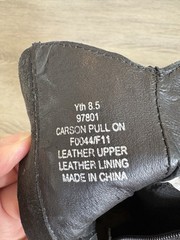 Frye Carson Pull On Kids Western Boots Black Leather Zip Mid-Calf Round 8.5
