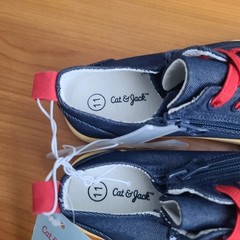 Cat & Jack Toddler Luka Double Zipper Sneakers Navy Blue Sz 11 Kids Casual Shoes