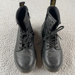 Dr. Martens Docs 1460 J Combat Boots Youth US Size 3 Black Leather Side Zip
