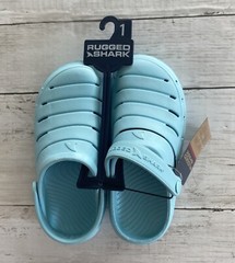 Rugged Shark Girls Aqua Slip-On Rubber Unlined Sandal Shoes Size 1