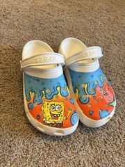 Crocs SpongeBob & Patrick White Clog Sandals Size 8 Cartoon Slip On