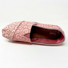 Toms Classics Pink Swirl Pattern Youth Slip On Casual Canvas Flat Shoes