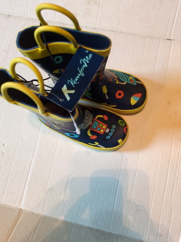K KomForme Kids Rain Boots, Waterproof Boots Easy-on Handles size 5