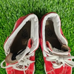 Vans Hook And Loop Red White High Top Shoes Sneakers Youth Size 2
