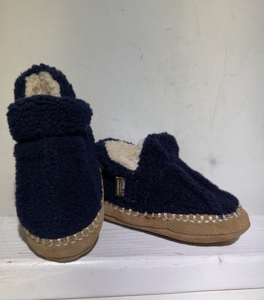 L.L. Bean Cozy Slipper Bootie’s Bright Navy Fleece Lined Unisex Toddler Size 5-6