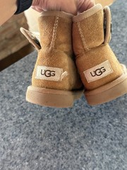 UGG Classic Unisex Kids Brown Suede Lined Ankle Pull-On Boots US 12 UK 11