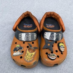 Crocs Shoes Youth Size 1 Orange Naruto Shippuden Clog Anime Jibbitz Charms