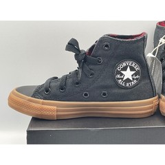 Converse Chuck Taylor All Star High Top Youth 12 Black Plaid Lining A12436C Gum