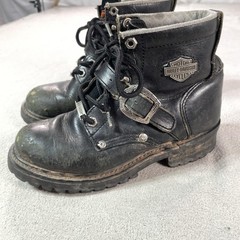Harley-Davidson Boots Womens 5.5 Black Leather Biker Buckle Ankle Motorcycle