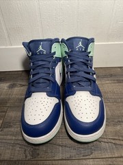 Jordan 1 Mid Mystic Navy/Mint Foam-White Bleu Marine Mystic Size Youth 7