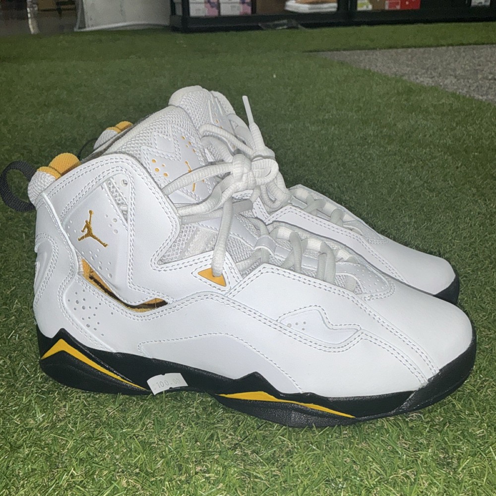 Jordan True Flight White Black Yellow Lace Up Unisex Kids Athletic Sneaker US 6Y