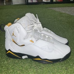 Jordan True Flight White Black Yellow Lace Up Unisex Kids Athletic Sneaker US 6Y