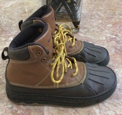 NIKE Woodside PS Kid’s British Tan Brown Gold Gum Boots Size 2Y #415079-200 EUC