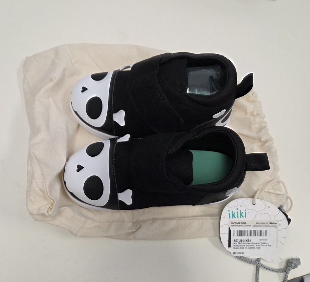 ikiki Skull & Crossbones Pirate Squeaky Toddler Shoes Size 12 New!