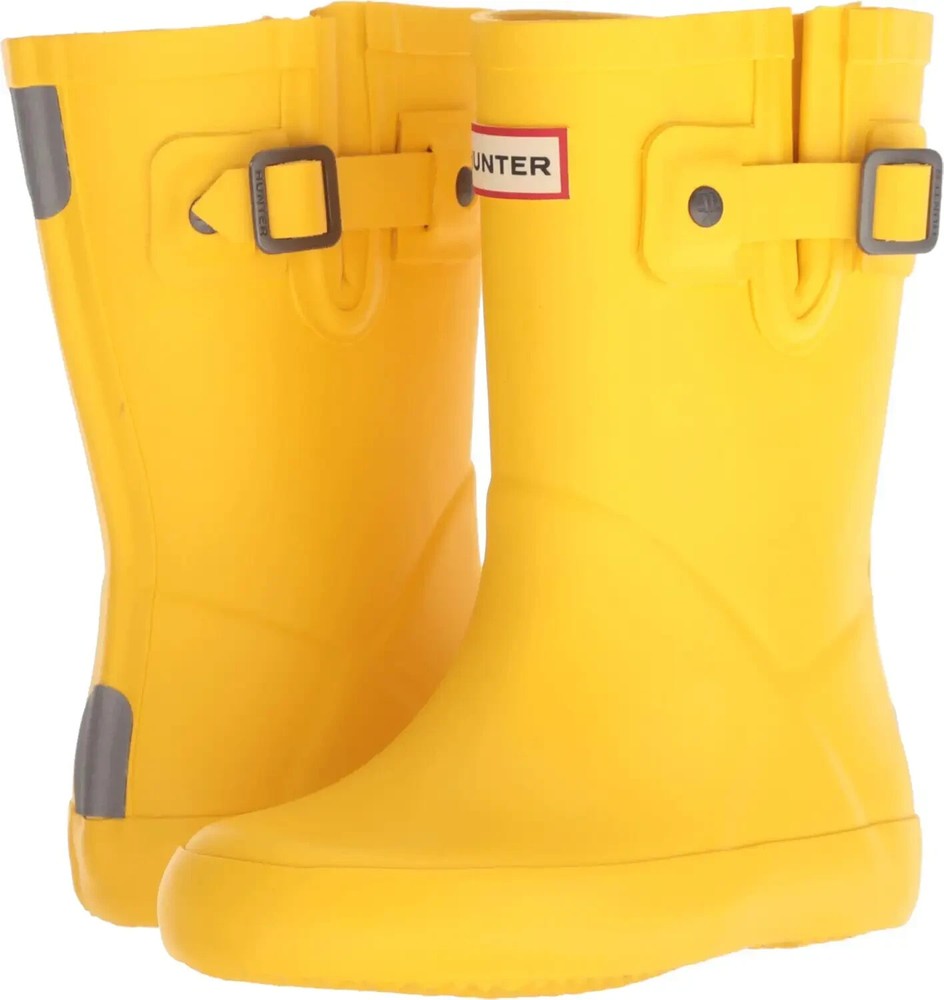 NEW $65 HUNTER Original Kids Yellow Buckle Strap Rain Boots US 13 (UK 12)